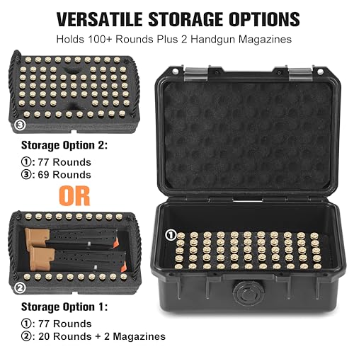 Hydrocase 9mm Ammo Case, Compatible with Magazines, Compact Waterproof Lockable Ammo Storage Case for Ammunition, Portable and Durable 9mm Ammo Box, Suitable for Travel,Home and Range Use - Thumbnail 2