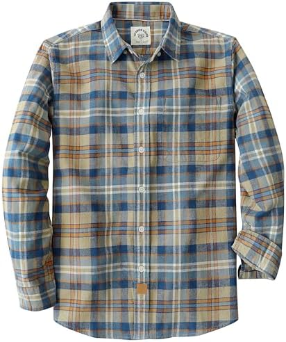 Dubinik® 6 oz Flanellhemd Herren Kariert Button Down Baumwolle Draußen | Freizeit-Shirt, Flanellhemden Herren Langarm, Western Fleece Shirts, Freizeithemd Normale Passform, Weich,R