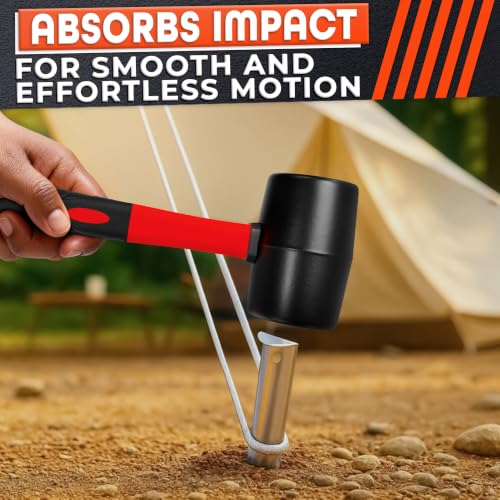 Image of Rubber Mallet Hammer 16 Oz, Soft Face Non-Marring Head (Red) | Heavy Duty Mallet with Anti-Vibration Non-Slip Grip; for Flooring, Cabinets, Trim, Woodworking, and Furniture Assembly