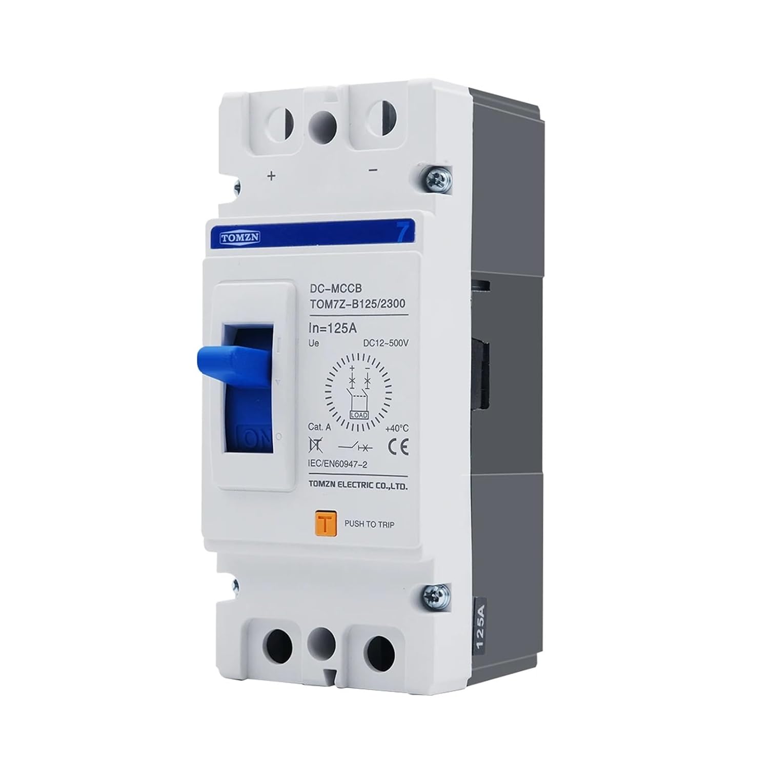 2P DC B Curve 500V DC Solar Molded Case Circuit Breaker MCCB Overload Protection Switch Protector for Solar Photovoltaic PV(125A)