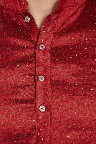 Image of DIVISIVE Men's Jequard Embroidered Art Silk Slim Fit Only Kurta