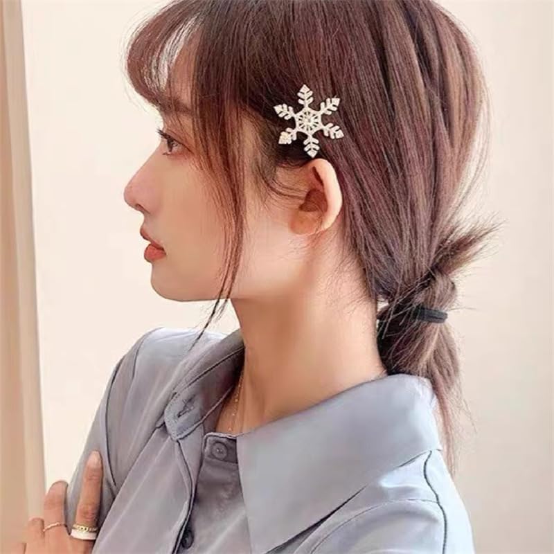 Silver Christmas Snowflake Hair Clips Rhinestone Hair Clip Pins for Women 2 Pcs Xmas Snowflakes Hairpin Barrette Christmas Snowflake Costume Hair Accessories for Women Girls - Image 2