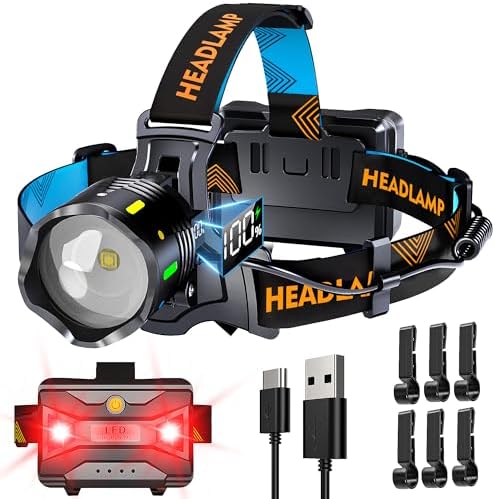 58000 lm 10 Modes Red Headlamp Warning and Sensor, 90 Hours 125° ...