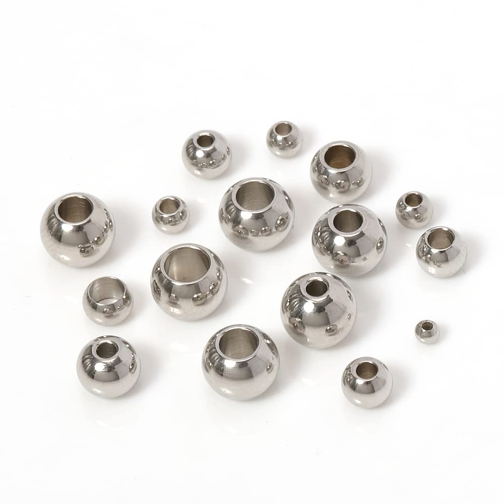 Kula łożyskowa ze stali nierdzewnej, 20 sztuk koraliki ze stali nierdzewnej 13mm-30mm do wyrobu biżuterii koraliki dystansowe luzem otwór w kształcie kuli 3-5mm do bransoletek elementy biżuterii DIY(2