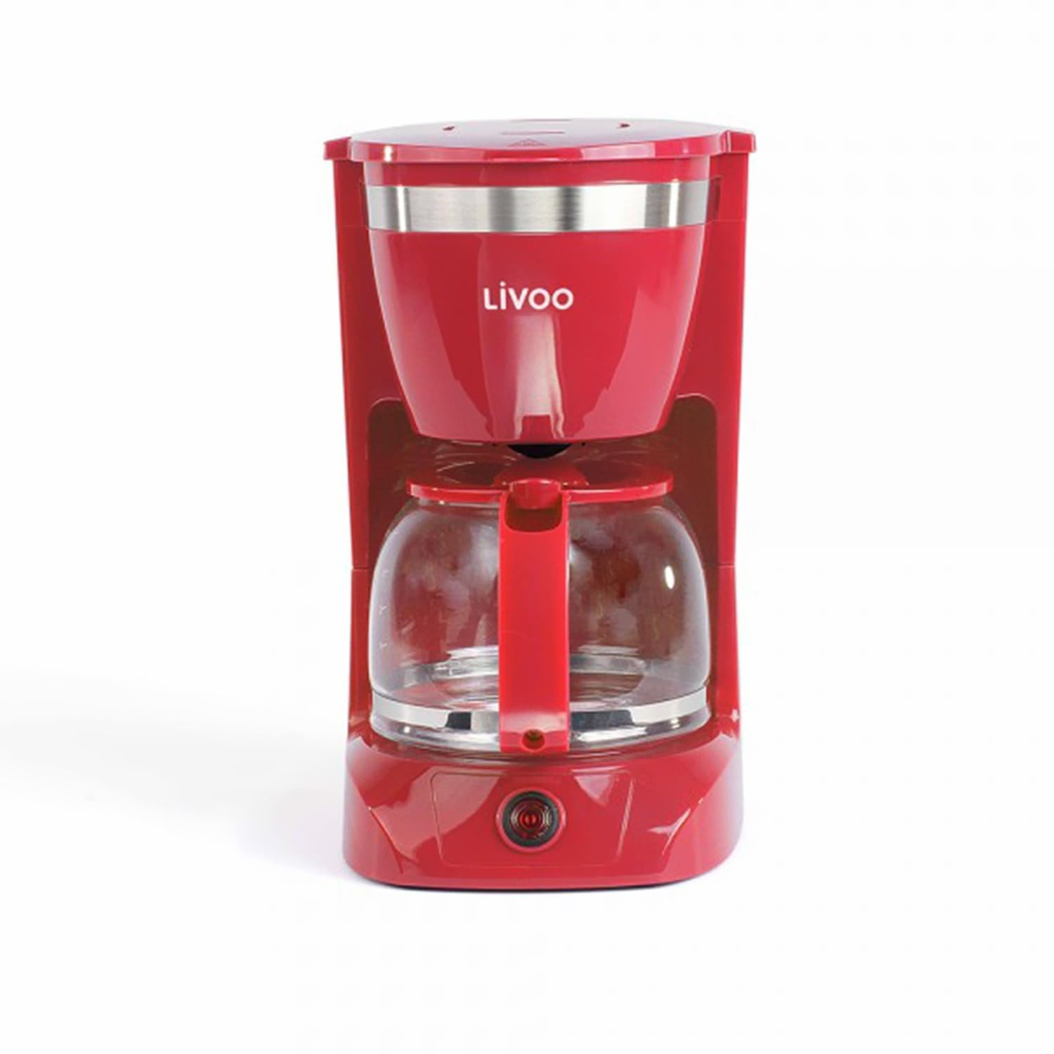 BM TOOLS Cafetière électrique LIVOO DOD163R - finition Rouge, capacité de 1.25L / 12 tasses, Verseuse en verre avec système anti-gouttes