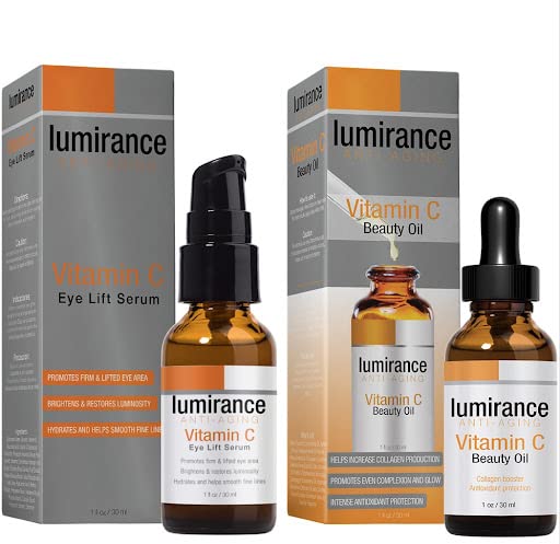 Conjunto de cuidados da pele Lumirance com sérum para a região dos olhos com vitamina C e óleo facial com vitamina C, 2 frascos de 30 mL