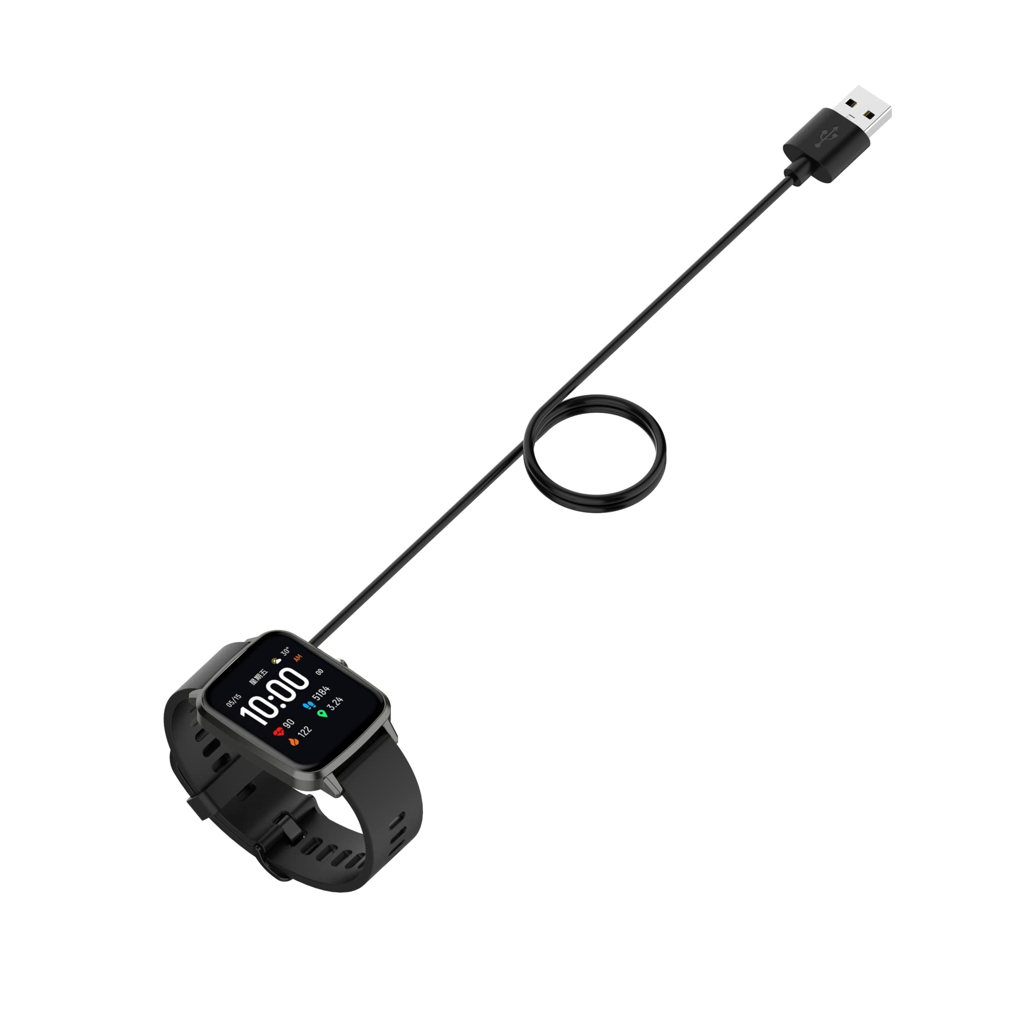 Ersatz-Ladekabel, kompatibel mit Popglory P66, Liufiueq P86 Smartwatch-Ladekabel, USB, tragbares magnetisches Ladekabel für Liufiueq Uhren-Ladegerät, Zubehör (Schwarz und Weiß)