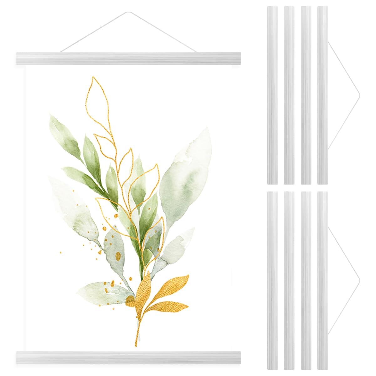 Eummy 2set Magnetic Poster Frame Wooden Poster Hanger Strong Magnetic Picture Hanging Frame Artwork Wall Hanging Kit for Posters Paintings Maps(41cm,white)