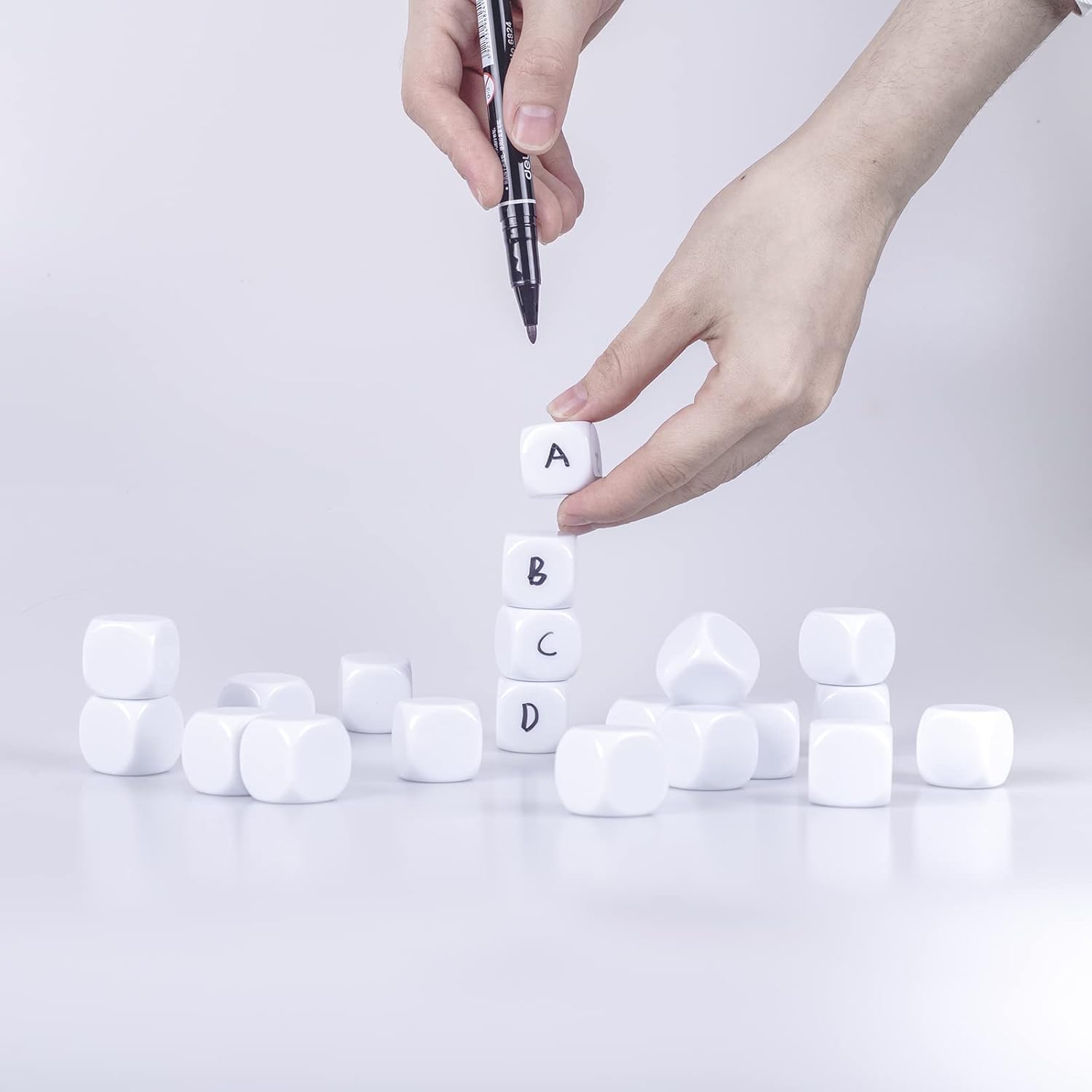 MOREL 25 MM DICE Blank Large Blank DICE 6-Sided Game DICE Set for Board Game Learning Crafts DIY Numbers 50 Pieces (Pack of 50) 2