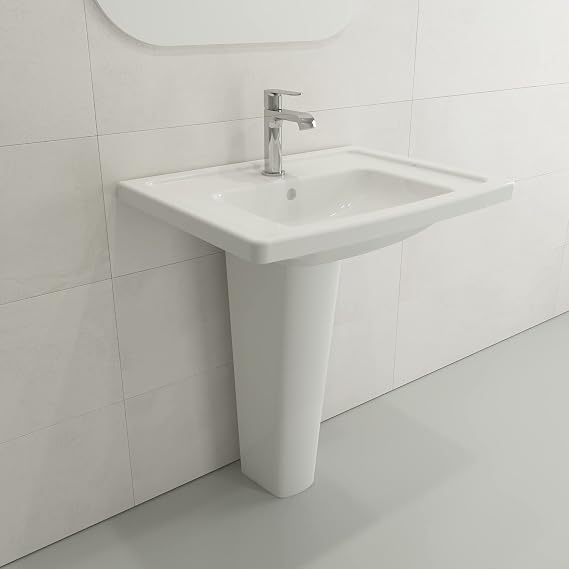 BOCCHI Taormina Wall-Mounted Sink Basin Fireclay 26.25 in. 1-Hole with Overflow in White