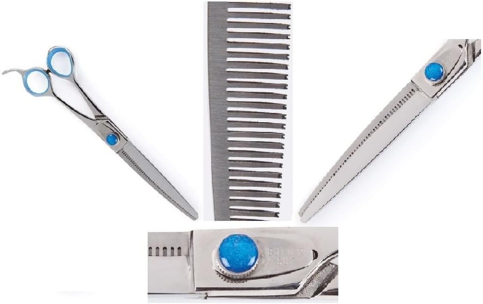 Geib Professional Super Dog Grooming Shears Adjustable Straight or Curved or Blending(48 - Tooth Blending 8 Inch)