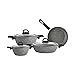 Karaca Gris Bio Granit 7 Casseroles Revêtement antiadhésif, ensemble de casseroles avec couvercles en verre, batterie de cuisine, ensembles de casseroles, 2 casseroles avec couvercle en verre
