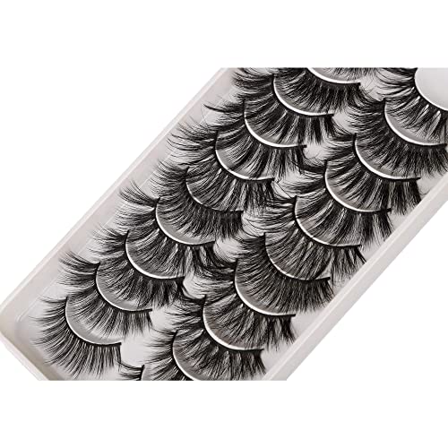Zenotti 10 Pairs False Eyelashes Natural Look Fluffy Lashes 3D Faux Mink Lashes Pack 10 Styles Mixed Soft Handmade Fake Eye Lashes Pack for Makeup Curly Wispy Lashes Bulk