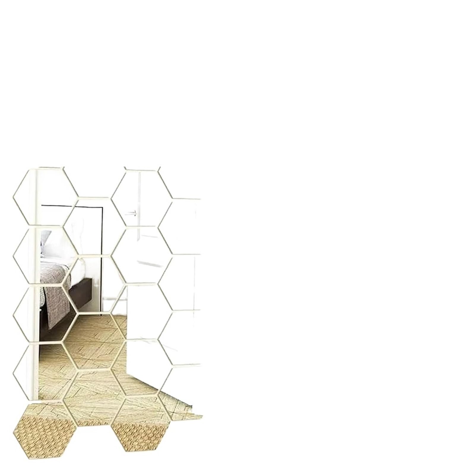 Hexagonal Mirror Wall Sticker Hexagon Mirror Wall Stickers Self Adhesive Solid Paster DIY Tile Decals Living Room Art Decoration Ornaments(XS-Silver,12PCS)