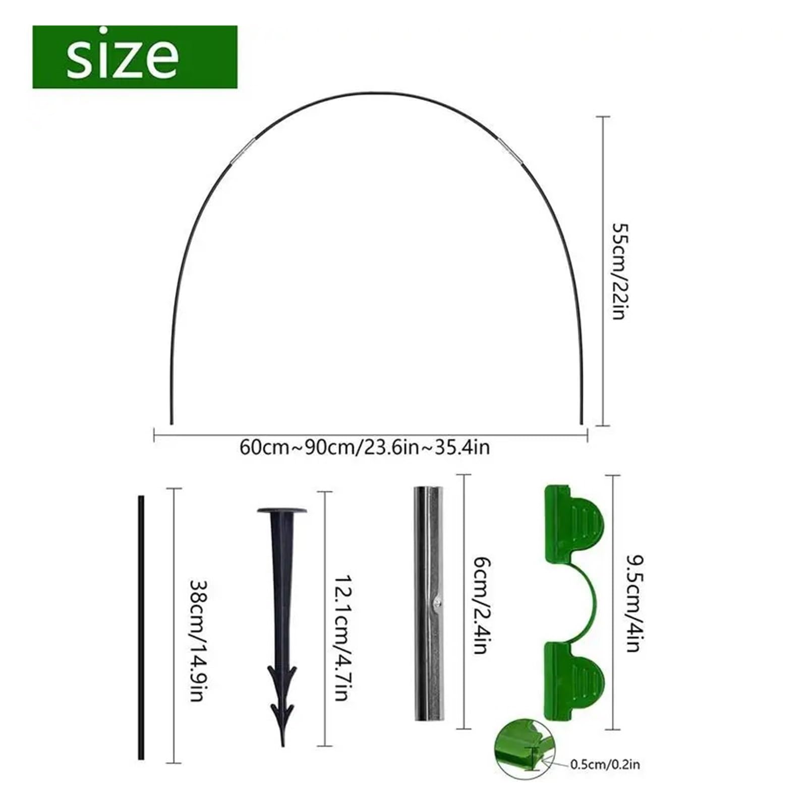 Archi per Serra Orto Garden Greenhouse Hoops Set Gardening Folding Fiber Rod Set Tunnel Arch Greenhouse Hoop Row Cover Net for Raised Bed Greenhouse(30pcs)