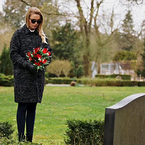 Artificial Cemetery Flowers 36 Head Red Roses Grave Flowers For Cemetery Funeral Flowers Beautiful Arrangements For Headstones Memorial Flowers Bouquet For Christmas Outdoor Decorations, Lasting Color #TOP4