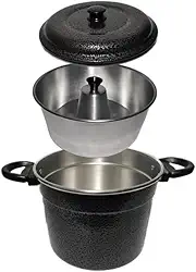 Kit Forma Pudim Banho Maria e Panela de Alumínio Preta Craqueada