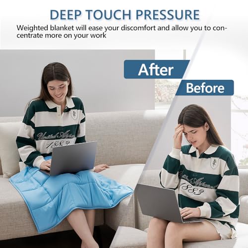 L'AGRATY Weighted Lap Blanket 5lb: Small Weighted Blankets for Adults Portable Travel - Cooling Pad Blanket for Relaxation Sleeping - Cozy Lap Washable All-Season(29" x 24")