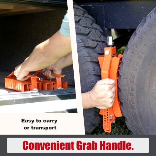 SECURITYMAN X Chocks Wheel Stabilizer for Travel Trailer & RV (Pair) - Heavy Duty Steel, Expands 3" - 10", Ratchet and Locks Included - Camper and RV Tire Stabilizer - Dual Axle Scissor Tire Chocks