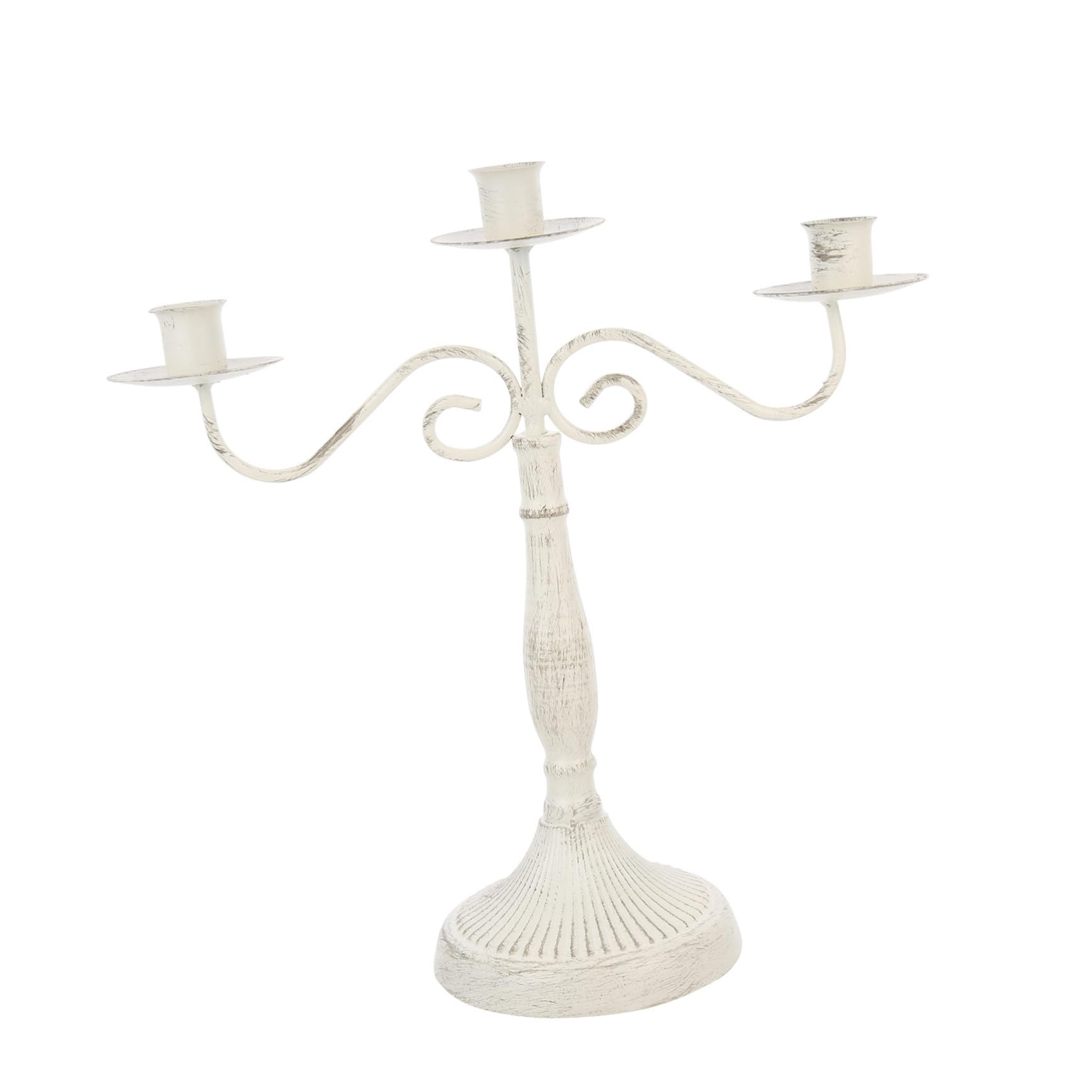 Candelabro Vintage in Ferro Bianco, Design Multi-testa per Tavolo
