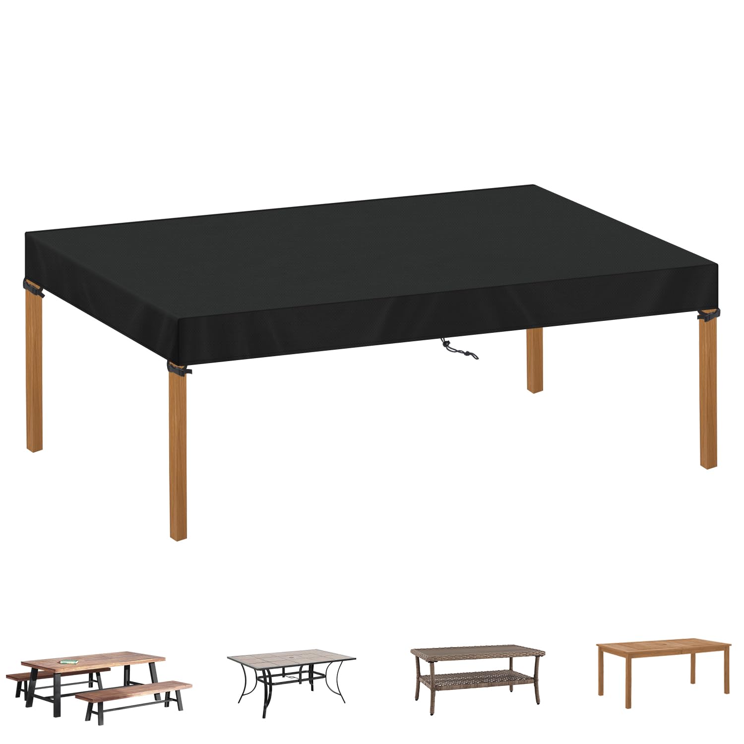 SIMPHAUS Telo Copertura Tavolo da Giardino Telo Impermeabile per Tavolo da Esterno Telo Copri Tavolo da Giardino Copri Mobili da Giardino Resistente UV Tessuto Oxford 420D 200x100x15cm