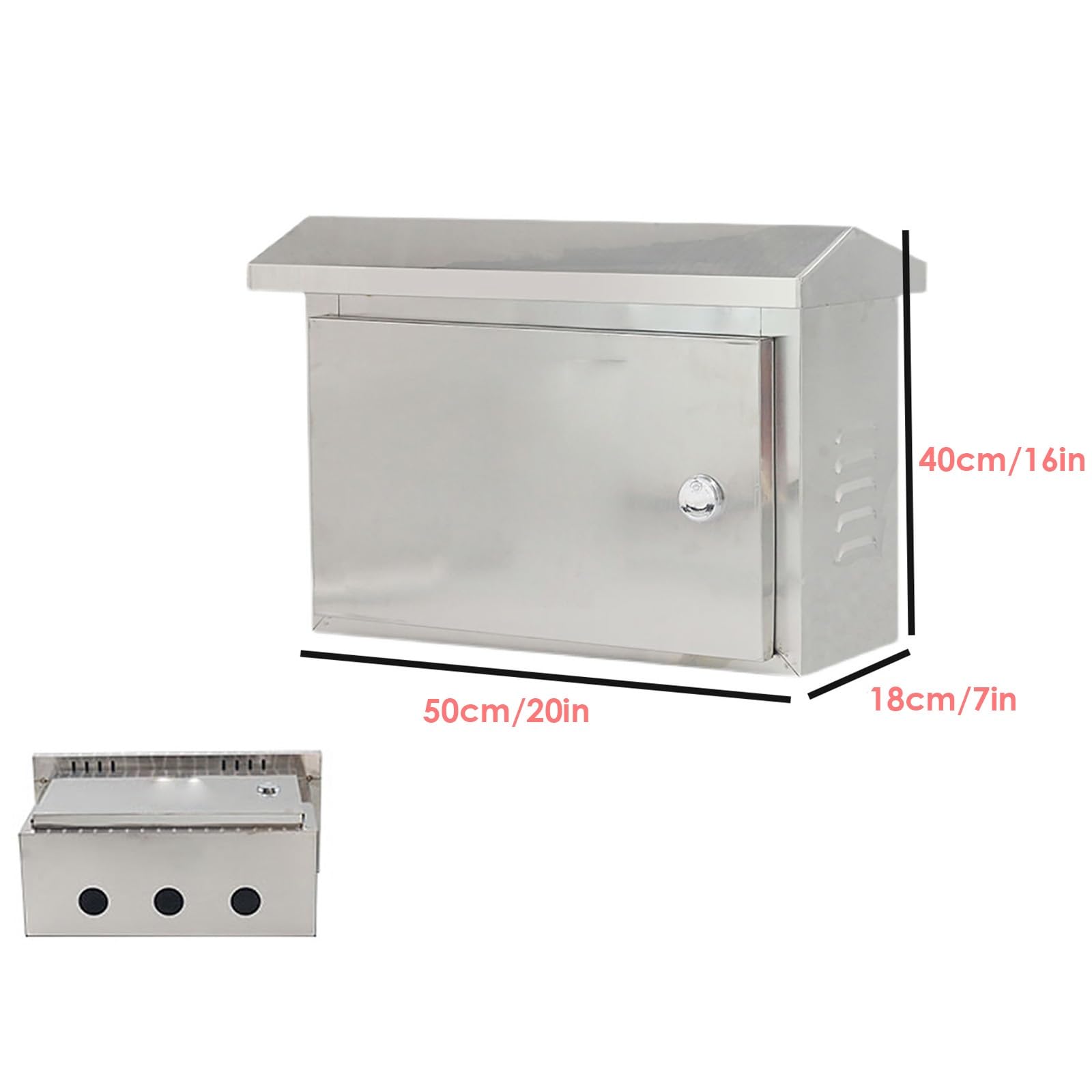 Scatola Derivazione Esterna in Acciaio Inox, Grado di Protezione Ip65 Contro Acqua e Polvere, Cassetta Elettrica per Esterni e Interni(50x40x18cm/20x16x7in)
