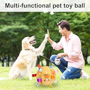 Nicoone Dog Toys Soccer Ball with Straps, Jolly Ball for Dogs, Interactive Dog Toys,Built-in Chimes, Squeaky Balls for Dogs,Indoor&Outdoor Dog Toys, Christmas Dog Toys