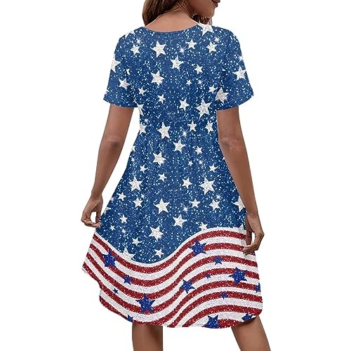 Image of Women's Summer Formal Dresses Short Sleeve Wrap V Neck Dresses Bridesmaid Wedding Guest Dress with Pockets