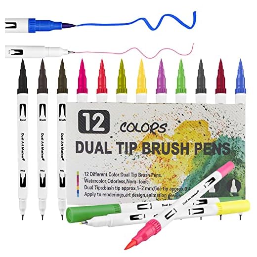 Newaner Rotuladores Lettering 12 Colores Rotuladores Doble Punta Acuarelables, Rotulador Permanente Brush Pen Rotuladores Profesionales para Diario Caligrafía y Dibujos Bocetos Ilustraciones Graffiti
