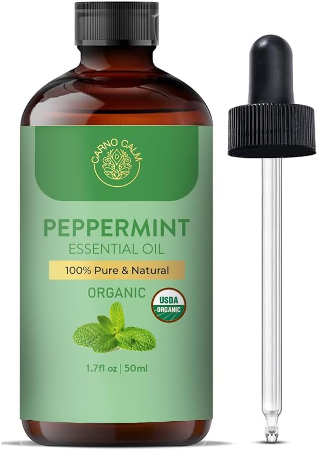 Peppermint Essential Oil | USDA Certified Organic Peppermint Oil| for Aromatherapy Diffuser | Skin and Hair | DIY Soap and Candle | 1.7 fl. Oz