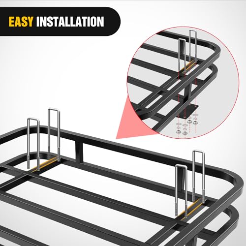 Image of Nilight 32 inchx26 inchx4 inch RV Bumper Mounted Cargo Rack Carrier with Net Fits 4-inch or 4-1 /2-inch Bumpers Heavy Duty Luggage Holder Basket for RV Camping Traveling Capacity 350LBS