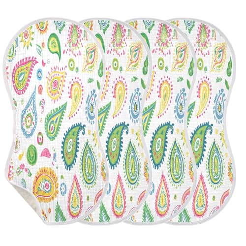 Colorful Paisley Designs Burp Cloths Cotton Baby Washcloths,Large 22x11in Burping Cloth Absorbent and Soft for Newborn Baby Boys and Girls,1 Pack3
