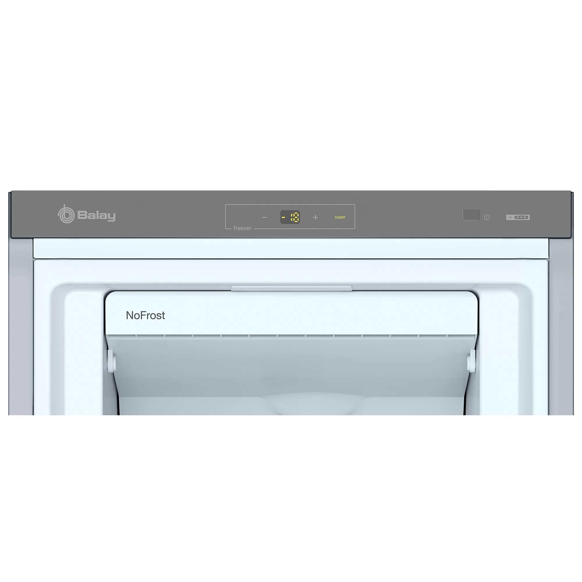 Balay - Congelador vertical, Libre Instalación, 60 cm. de ancho, 1 Puerta, NoFrost, Cubitera integrada, Acero, 3GFE568XE