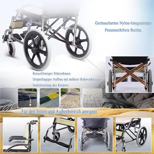 Silla de ruedas ligera plegable con frenos dobles y respaldo plegable, ideal para uso doméstico y de tránsito