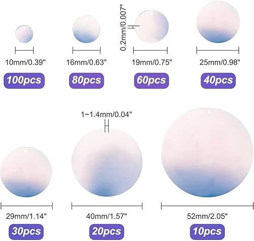 Miniatura 5 de PH PandaHall 340 lentejuelas sueltas, 7 tamaños de lentejuelas de arco iris, apliques iridiscentes, lentejuelas transparentes para bordar, novia,
