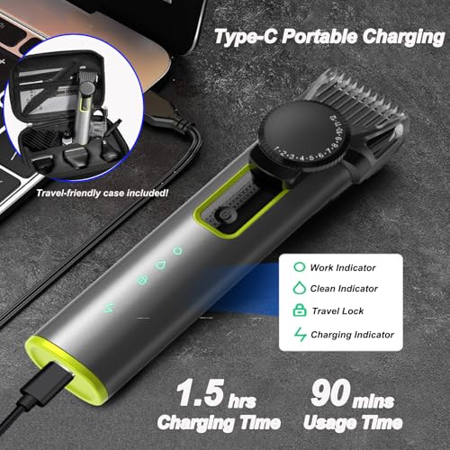 Recortadora de barba para hombres 4 en 1, afeitadora eléctrica e impermeable 7