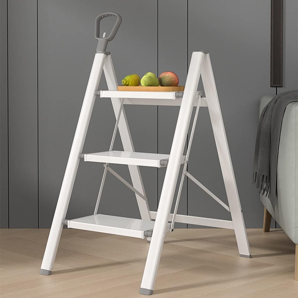 Ladder Folding Step Ladder Retractable Handrail Lightweight Step Stool Thickened Aluminum Alloy Safe Load-Bearing 150kg Ladder Stool Small Ladder Stools Home Kitchen