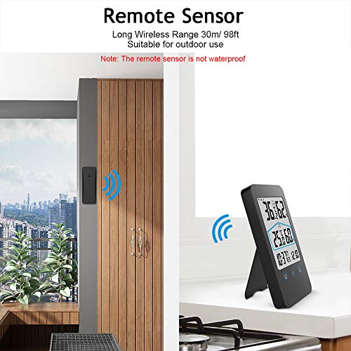 Termômetro interno externo sem fio digital com sensor remoto 98 pés / 30 m Termômetro de temperatura