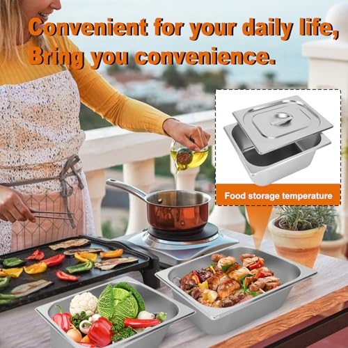 Image of 3 Pack, 1 /2 Size Stainless Steel Steam Table Pan with Lid, 6 Inch Depth Hotel Pans for Weddings, Parties, Restaurants, Cafeterias and Hotels