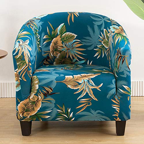 Image of SearchI Club Chair Slipcover Stretch Barrel Chair Covers Printed Tub Chair Slipcovers Spandex Armchair Sofa Cover Removable Couch Furniture Protector Arm Chair Cover for Living Room(Floral Pint 1)