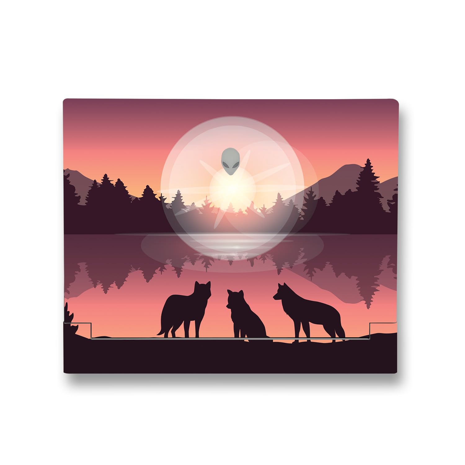 MightySkins Skin Compatible with Alienware X14 R2 (2023) Full Wrap Kit - Wolf Silhouette | Protective, Durable, and Unique Vinyl Decal wrap Cover | Easy to Apply &amp; Change Styles | Made in The USA