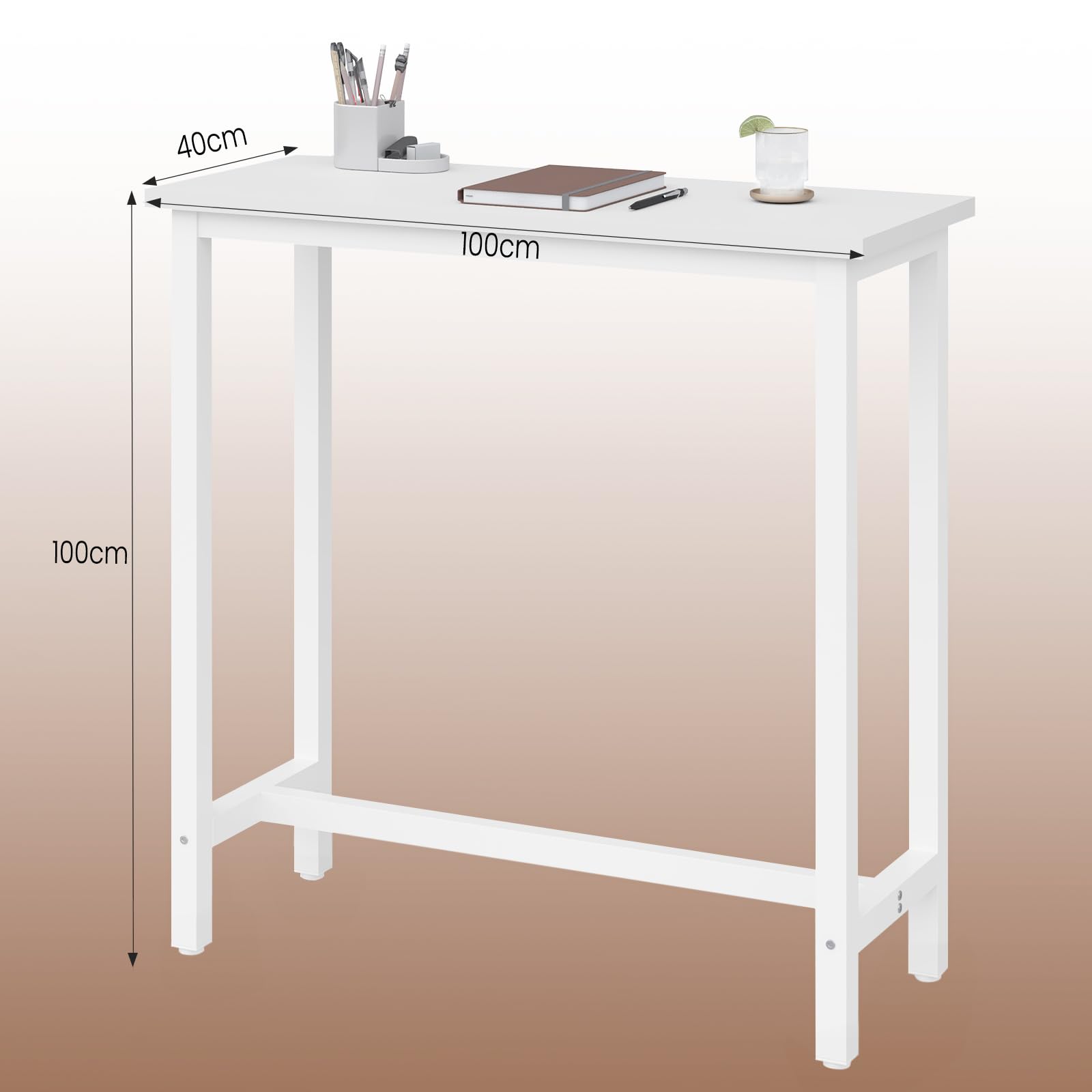 WOLTU Table Bar avec 2 Tabourets Ronds Hauts, Ensemble Table et Tabourets Industriels, pour Bar, Salle à Manger, Îlot de Cuisine, avec Structure en Métal, Blanc