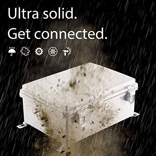 Gratury Junction Box, Ip67 Waterproof Plastic Enclosure For Electrical Project, Hinged Grey Cover, Includes Mounting Plate And Wall Bracket 370×270×150Mm (14.6"×10.6"×5.9") #TOP1