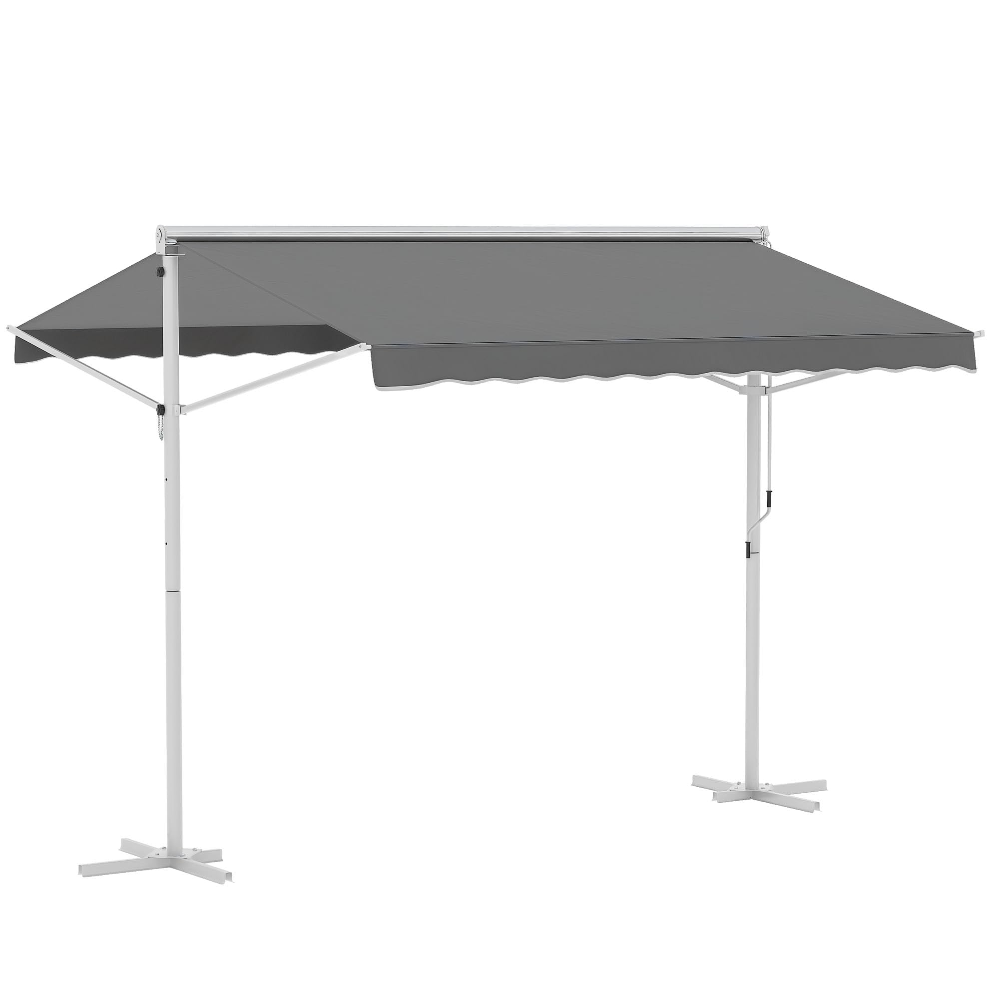 Store double pente inclinaison réglable et toile anti-UV gris
