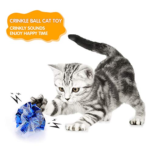 mewmewcat 1 PCS Crinkle Ball Cat Toy Bolas de enrugamento interativas para gatos pequenos Gaze Glitt