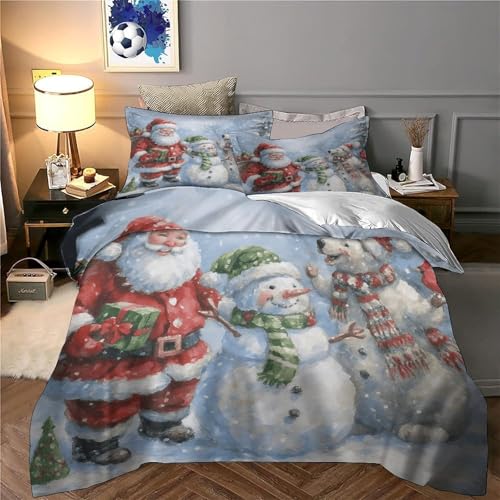 Housse de couette Noël 3D avec fermeture éclair cachée lavable en machine - 5