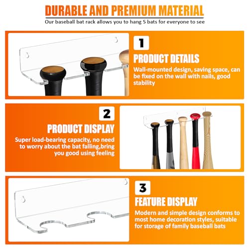 image for Oakmont Displays Baseball Bat Display Hanger for 5 Bats or Balls - Ver