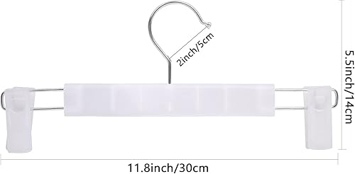 Miniatura 3 de Perchas para pantalones con clips, perchas de plástico para colgar pantalones y ropa (paquete de 30 unidades, blanco)