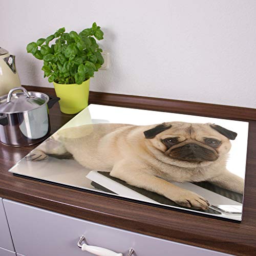 Herdabdeckplatte aus Glas | Herdabdeckung einteilig 60x52cm | Spritzschutz für Ceranfeld oder Induktionsherd | Schneidebrett perfekt für die