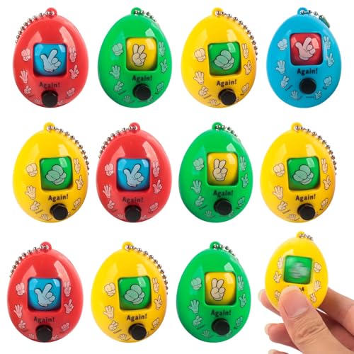 Aurihxus Forbici pietra giocattolo di carta, 12 pezzi Egg Keychain indovinare gioco, mini portachiavi novità giocattolo, portachiavi gioco regalo per bambini